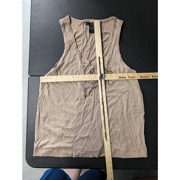 Calvin Klein Jeans Sleeveless Tan Shirt with Designs Women's Size Large - Picture 5 of 5